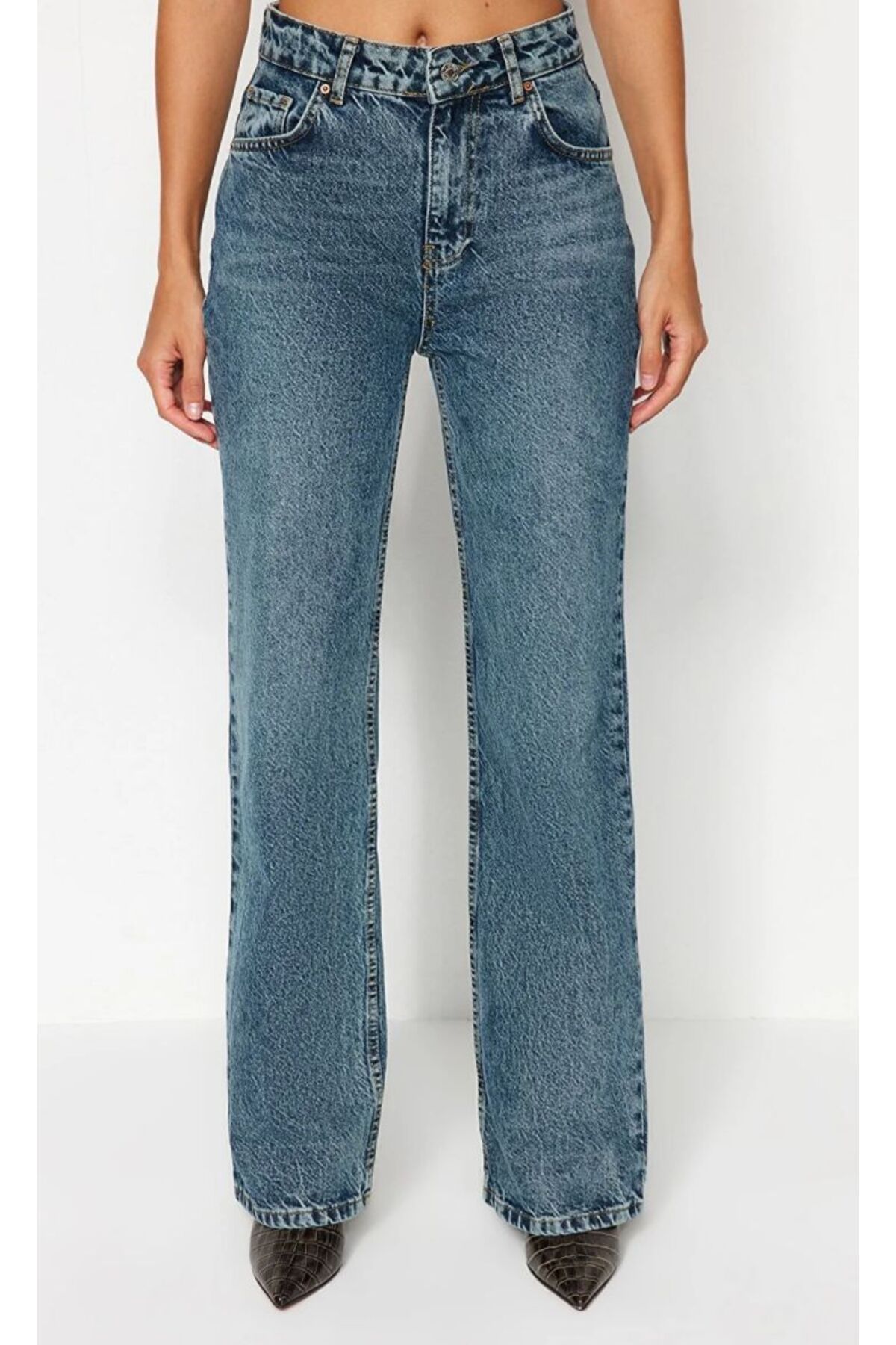 KARACAN COMPANY Soluk Efekt Vintage Yüksek Bel Wide Leg Jeans