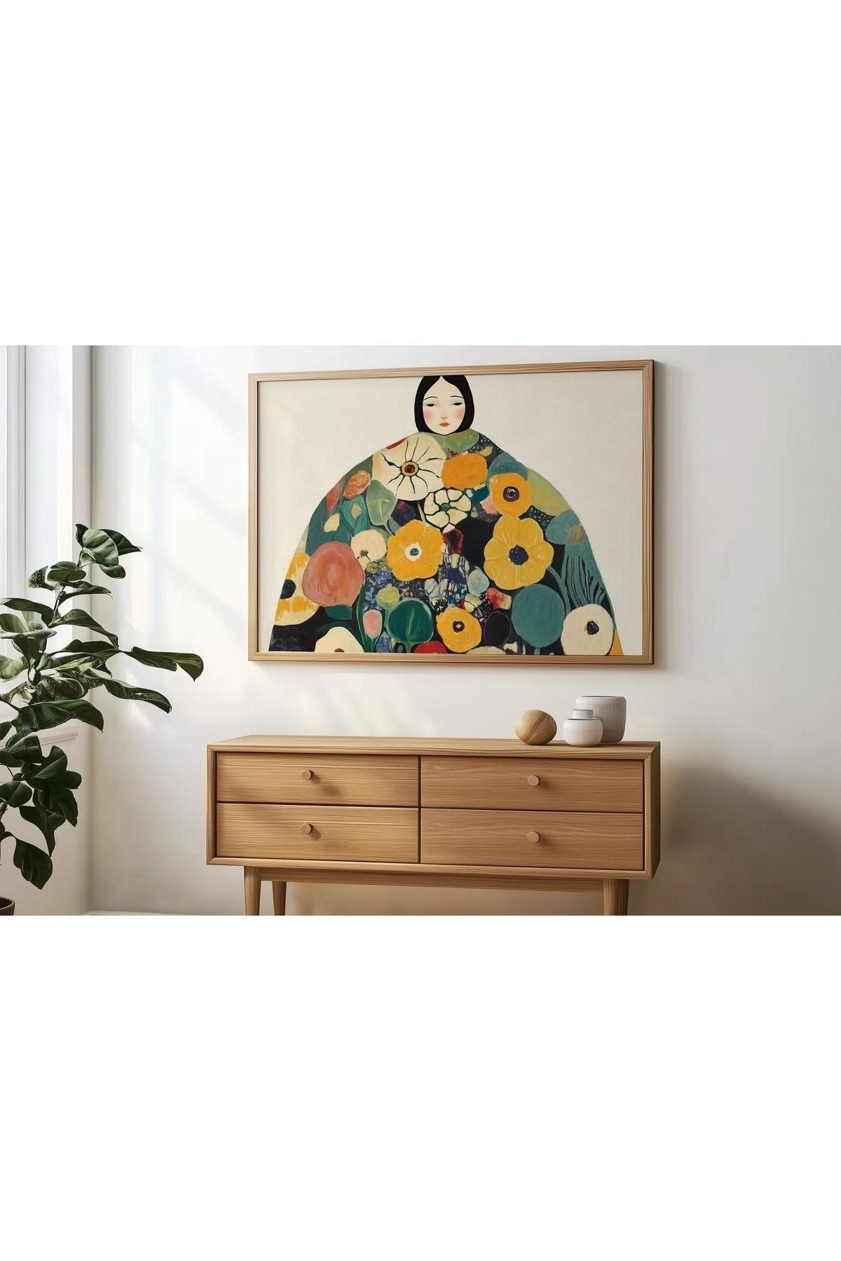 Dekorsiahome Tek Parça Ahşap Çerçeveli Oturma Odası Salon Mutfak Tablo TK0519