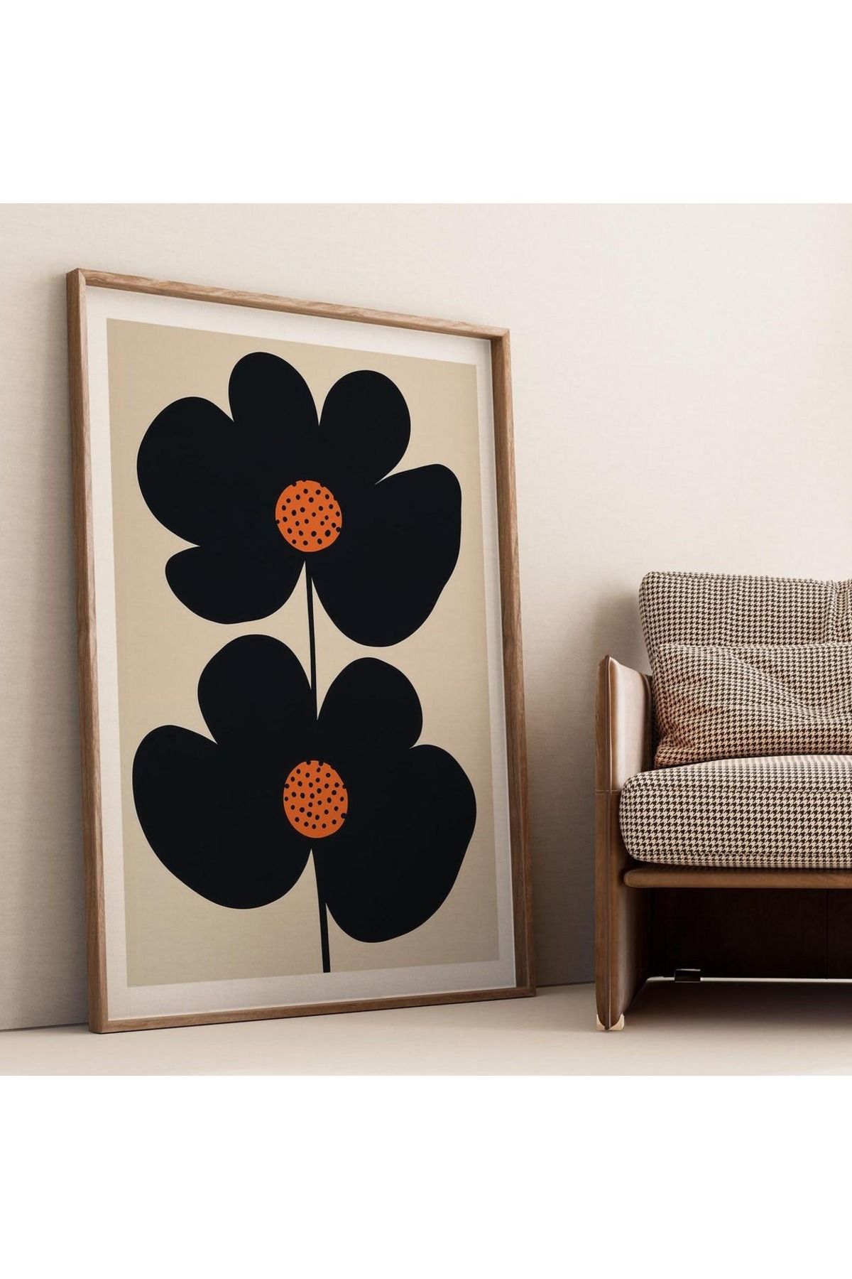 Dekorsiahome Tek Parça Ahşap Çerçeveli Oturma Odası Salon Mutfak Tablo TK0563