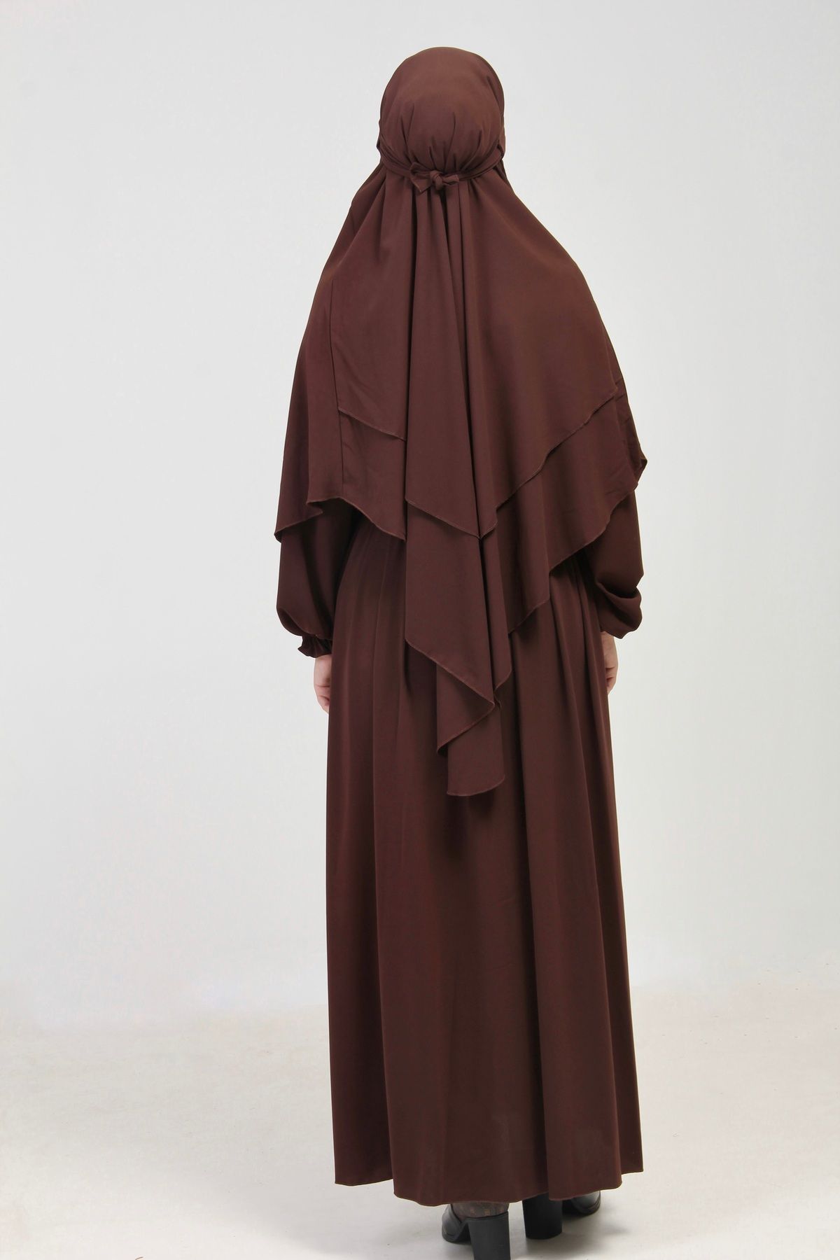 Altobeh Abaya Takımı- 3lü Takım- Kolu Fırfırlı Kemerli Çarşaflı Peçeli Takım