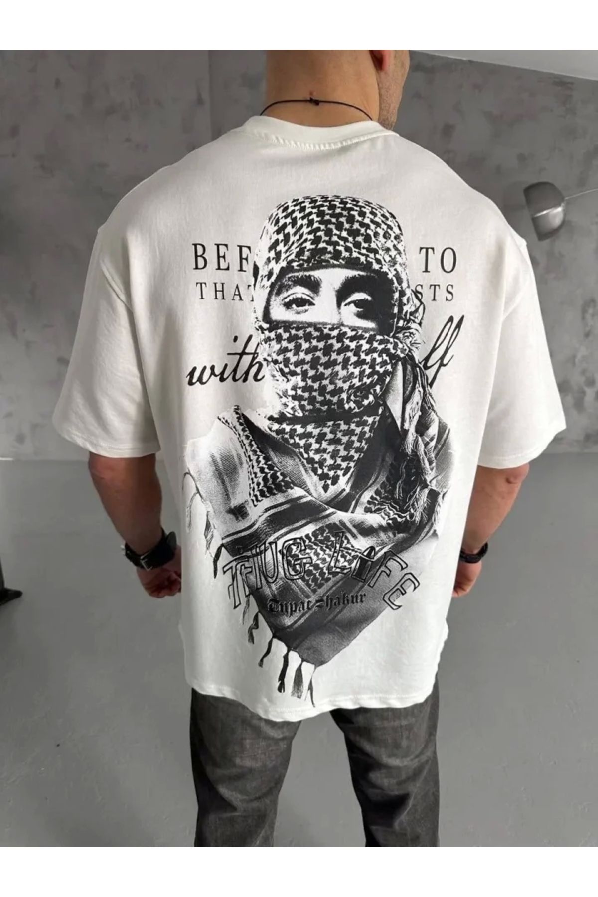 Silerra Unisex Baskılı Oversize T-Shirt - Beyaz
