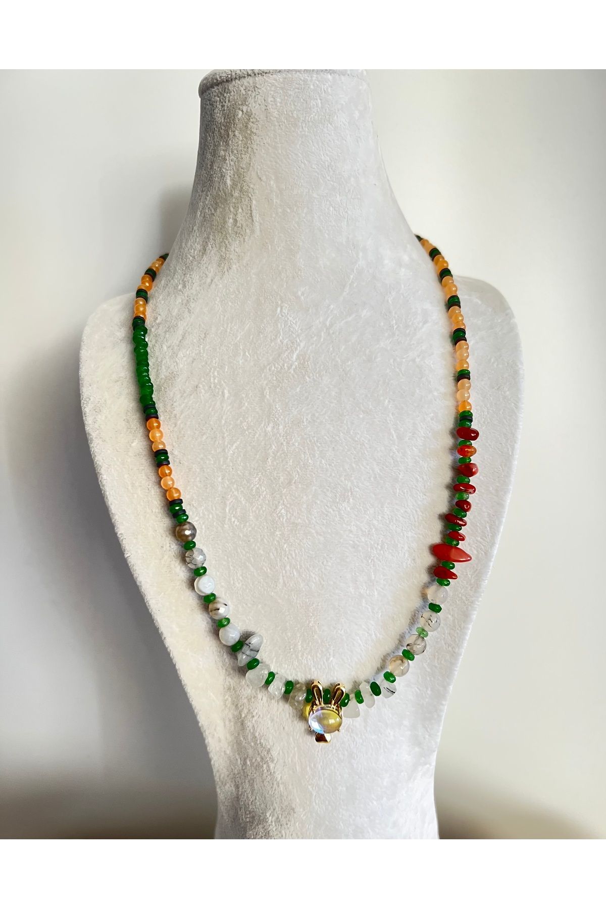 Enki Design Renkli, Doğal Taş Tasarım Kolye