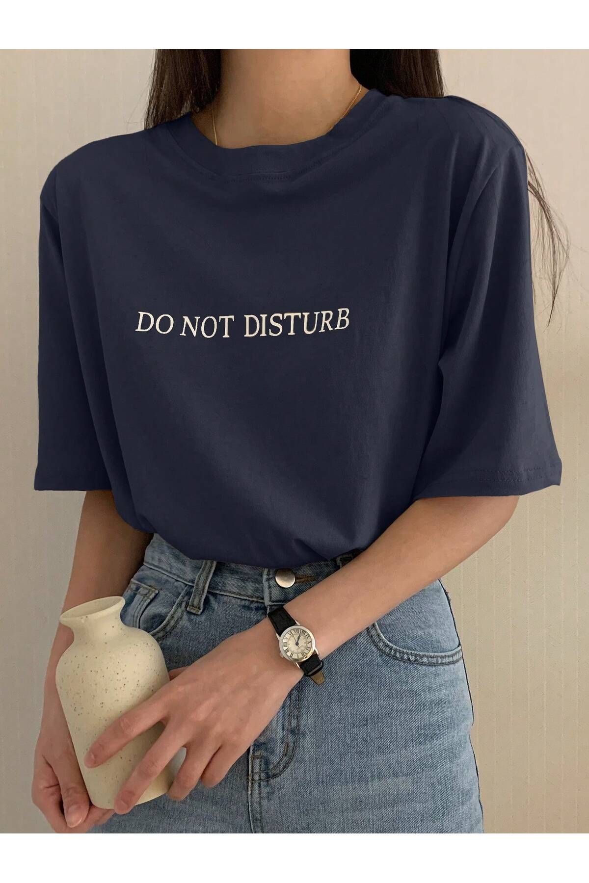 DAXİS Sportwear Company KADIN Do Not Disturb Baskılı Bisiklet Yaka Tişört