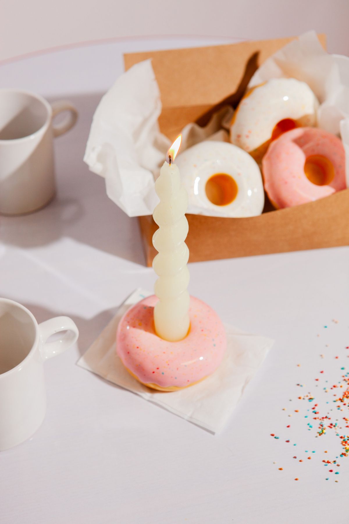 DOIY Fast Food Donut Şamdan Pembe