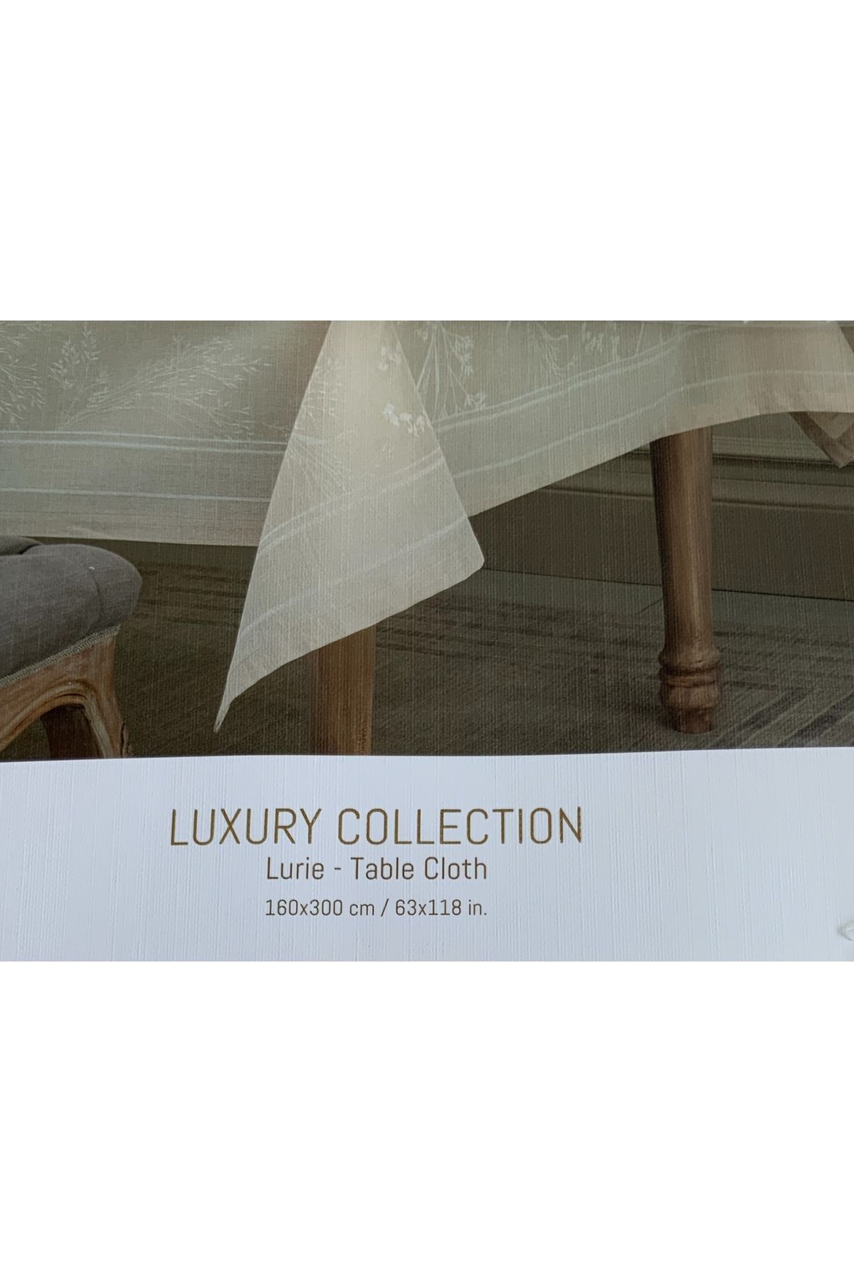 Madame Coco Lurie Masa Örtüsü Bej 160 x 300 cm Polyester Diktörtgen