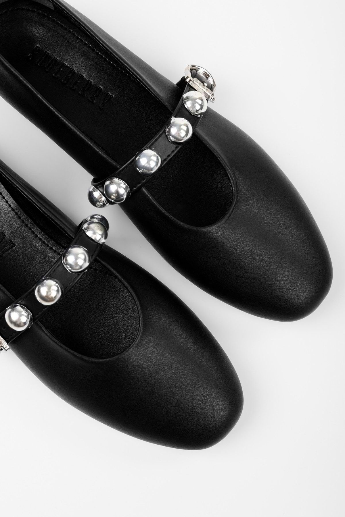 Shoeberry Kadın Velna Siyah Cilt Babet