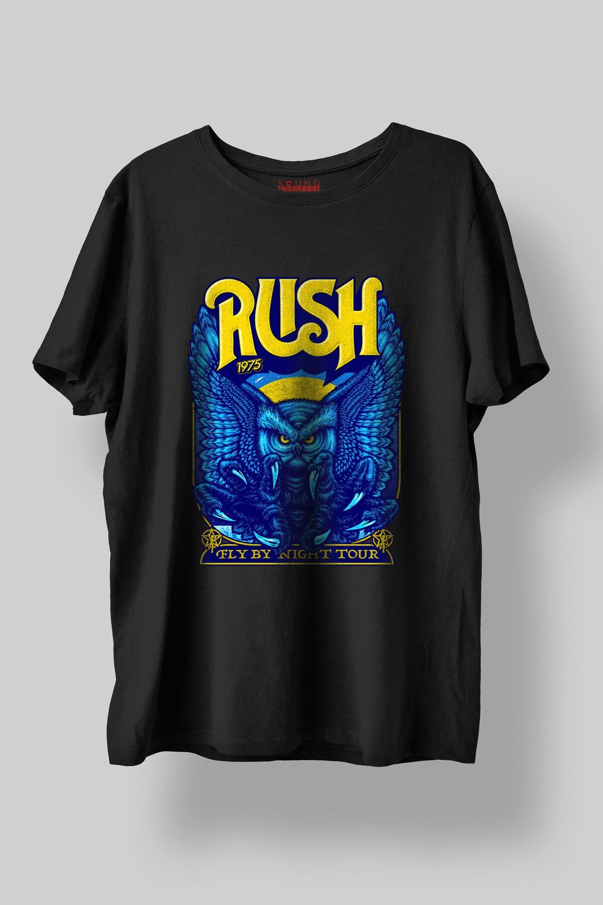 Sound Gorgeous Rush Müzik Tasarımlı Baskılı Regular Fit Unisex Siyah T-Shirt %100 Pamuk Rahat Kalıp Tişört No:0330