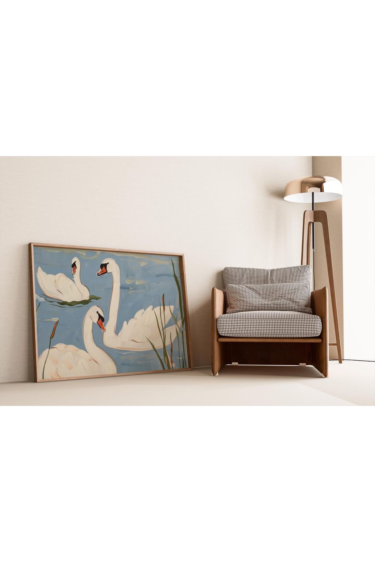 Dekorsiahome Tek Parça Ahşap Çerçeveli Oturma Odası Salon Mutfak Tablo TK0553