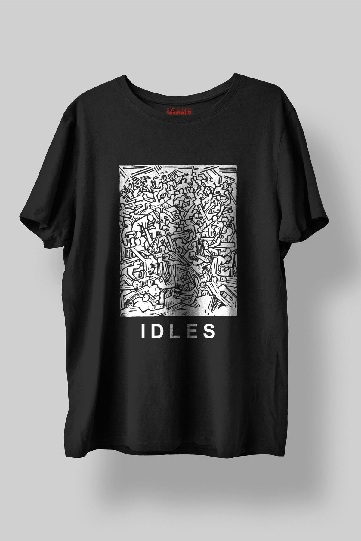 Sound Gorgeous Idles Müzik Tasarımlı Baskılı Regular Fit Unisex Siyah T-Shirt %100 Pamuk Rahat Kalıp Tişört No:0153