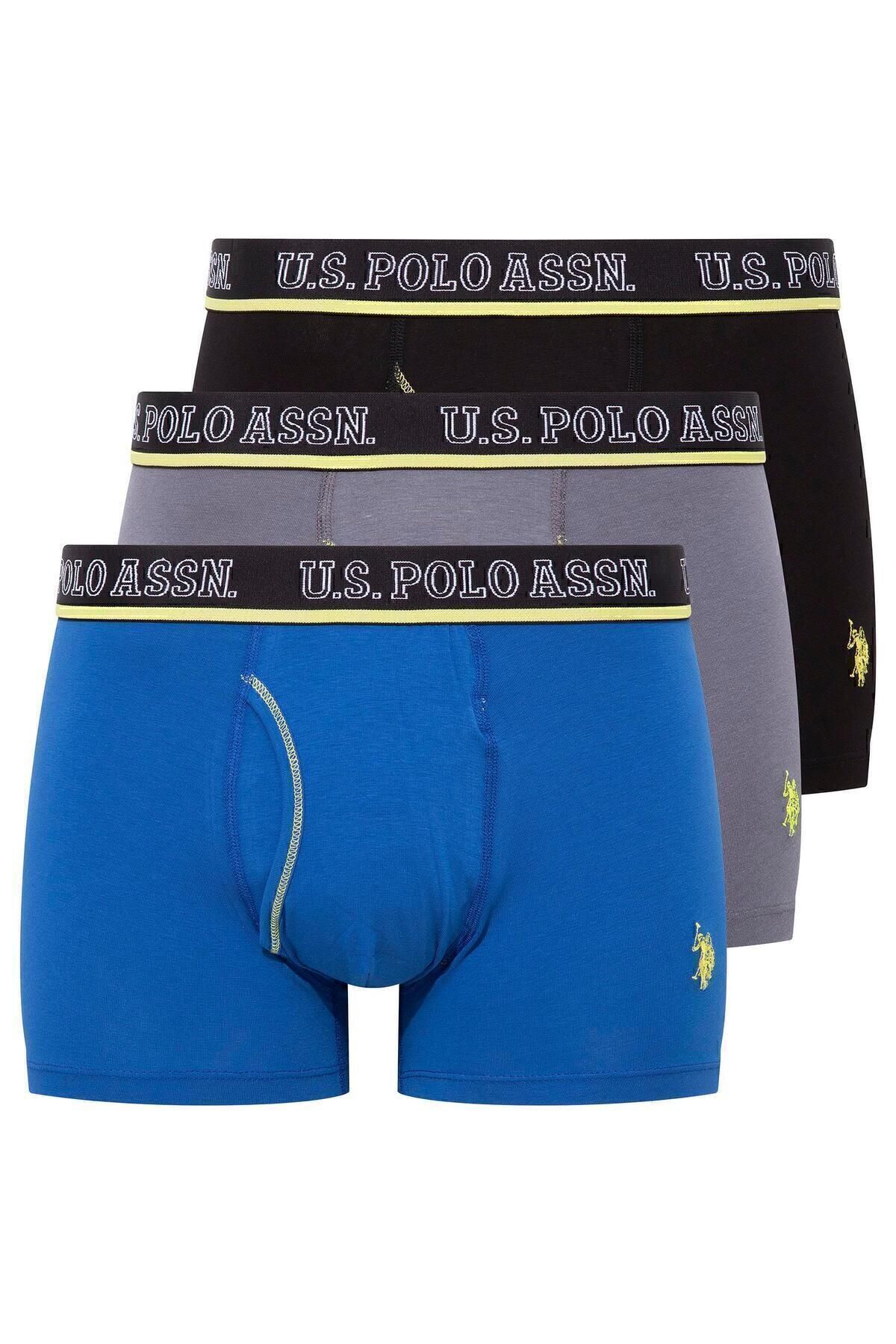 U.S. Polo Assn. U.S. Polo Assn. Erkek Antrasit-Saks-Siyah Kutulu 3 lü Boxer - Çoklu Renk - TLAYE80A50Q8G