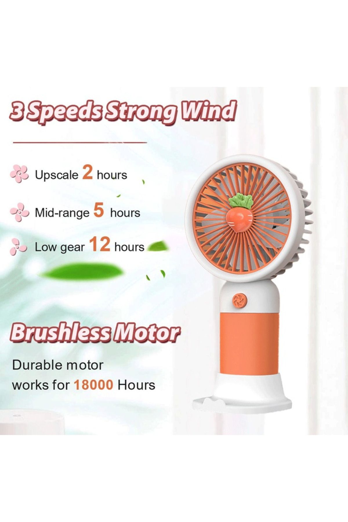 FOXMAG24-Portable mini fan, strawberry, powered by a rechargeable battery via USB 3