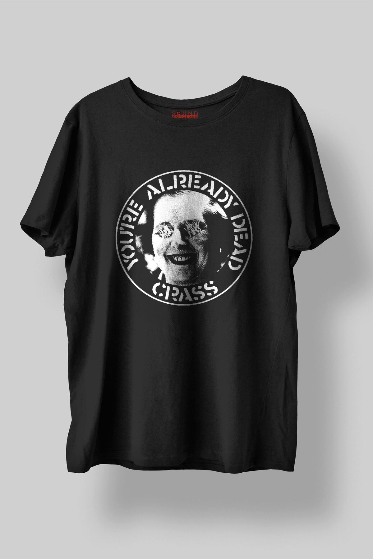 Sound Gorgeous Crass Müzik Tasarımlı Baskılı Regular Fit Unisex Siyah T-Shirt %100 Pamuk Rahat Kalıp Tişört No:0108