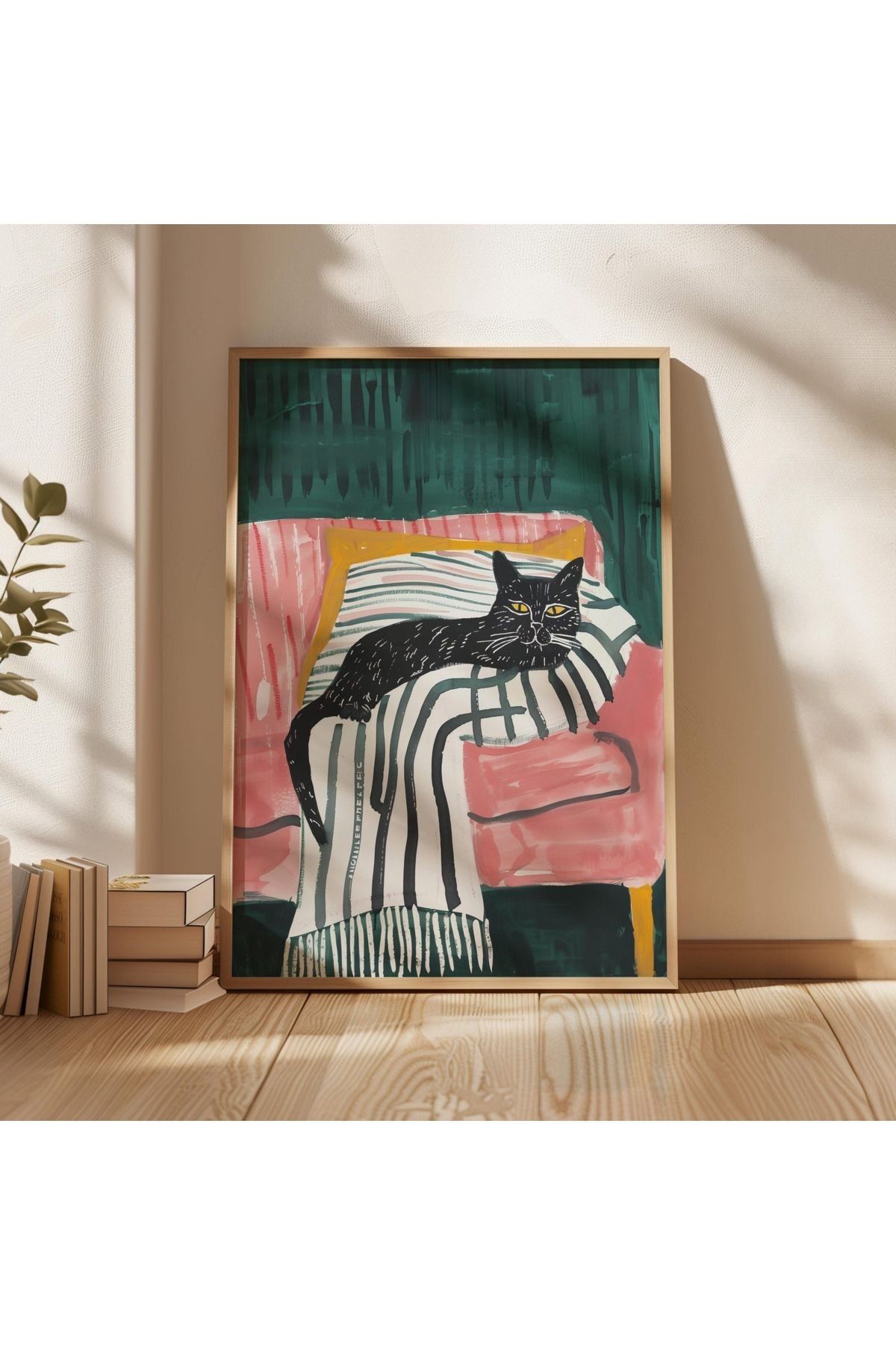 Dekorsiahome Tek Parça Ahşap Çerçeveli Oturma Odası Salon Mutfak Tablo TK0504