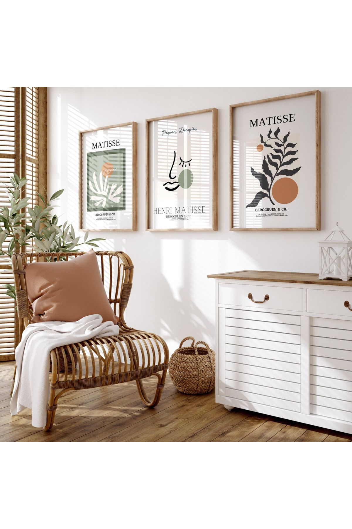 Tuba Decor 3 Parça Ahşap Çerçeve Görünümlü MDF Poster Tablo Seti