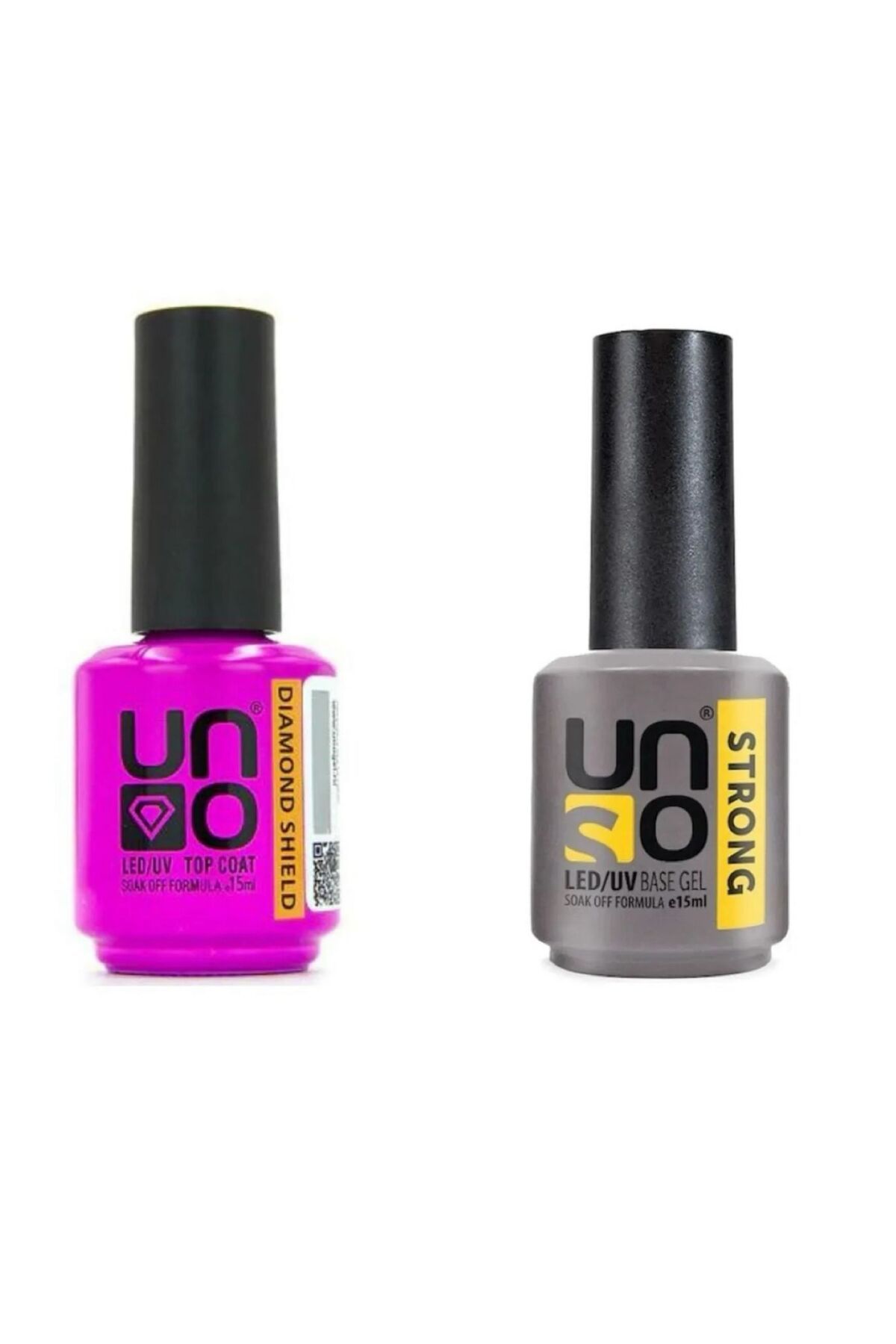 QNAİL PROFESSİONAL Uno Dıamond Shıeld Top Coat 15 Ml+Uno Strong Base Coat 15 ml 2'li SET