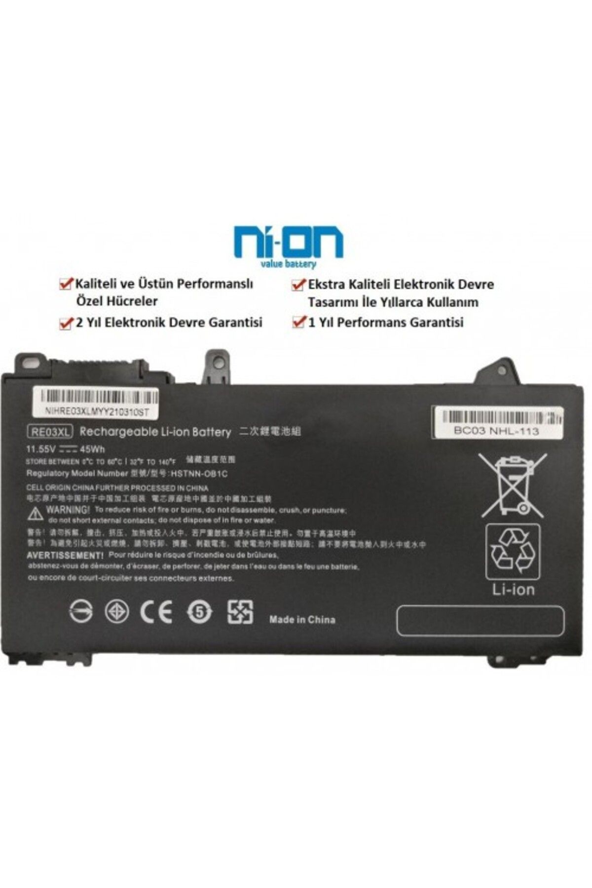 NION Hp L32656-005 L32656-002 , HSTNN-OB1C L32407-2C2 uyumlu Notebook Batarya - Pil