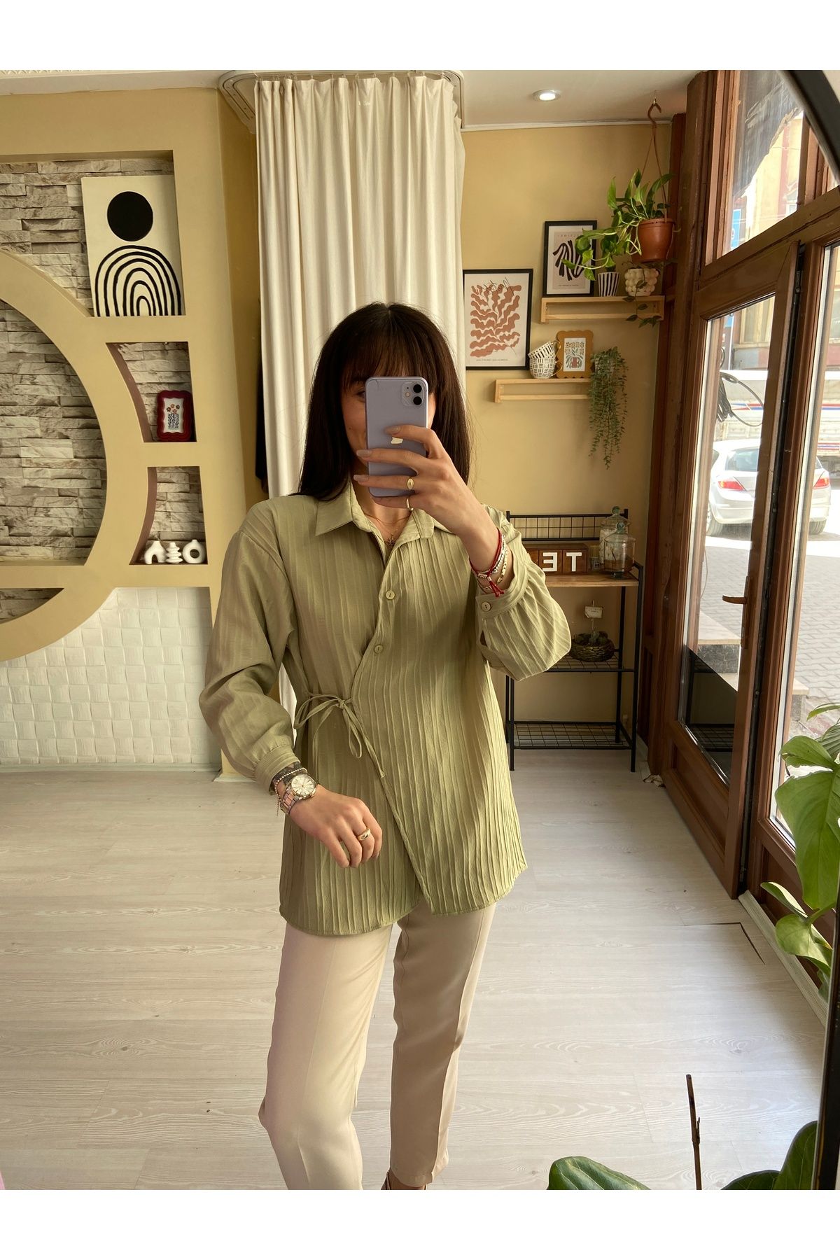 Sinemsi Butik BAĞLAMA DETAYLI GÖMLEK