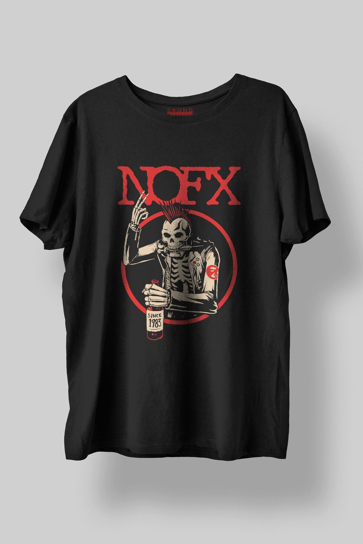 Sound Gorgeous NOFX Müzik Tasarımlı Baskılı Regular Fit Unisex Siyah T-Shirt %100 Pamuk Rahat Kalıp Tişört No:0252