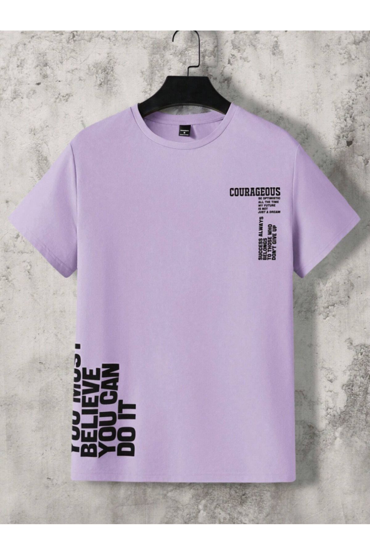 JAMPY Unisex Erkek/Kadın BELIEVE Özel Baskılı Oversize Pamuklu T-Shirt Tişört