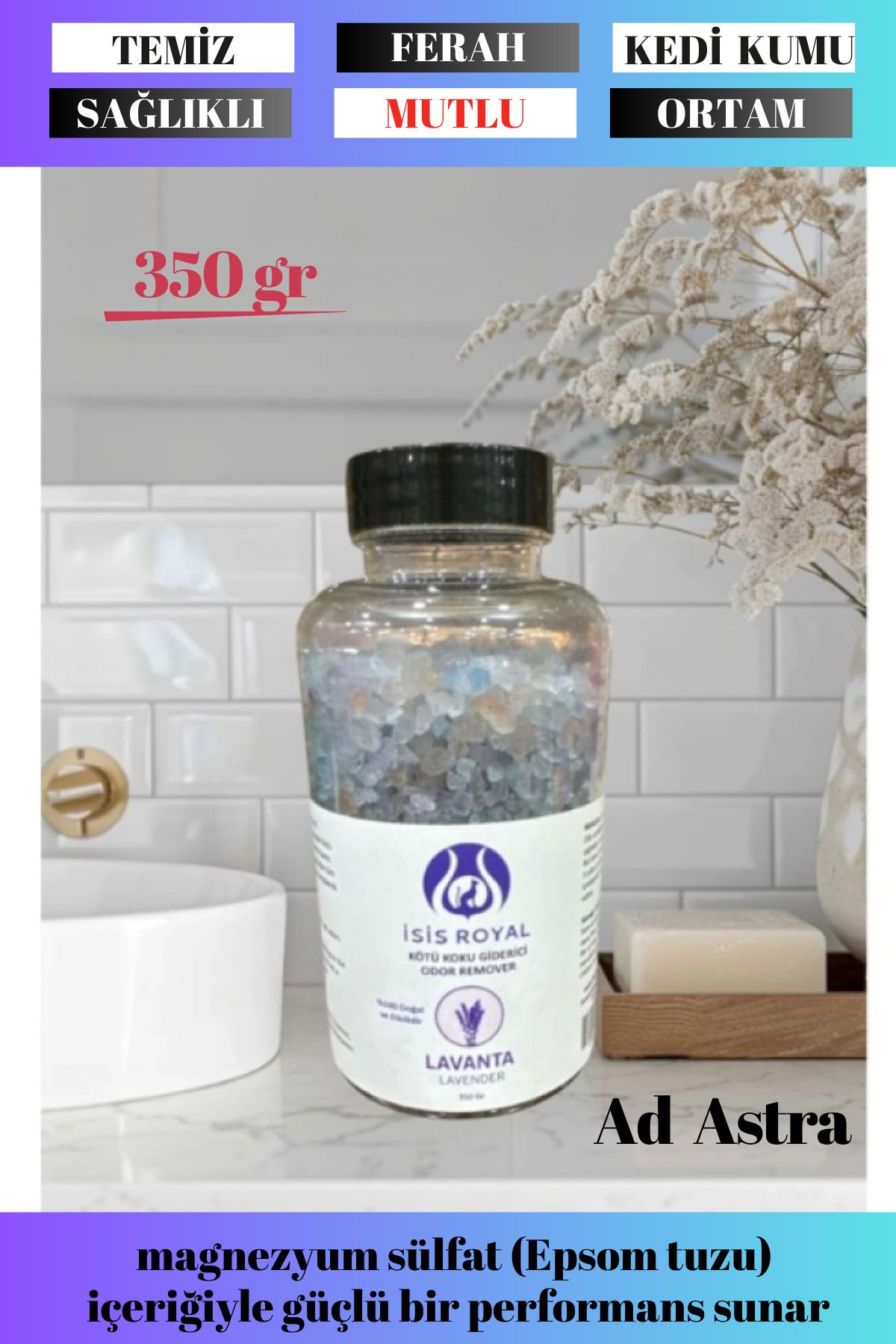 grey cat Trend Ürün Kedi Kumu Koku Giderici Deodorant Lavanta Kokulu 350 Gr Sağlıklı Güçlü Performans