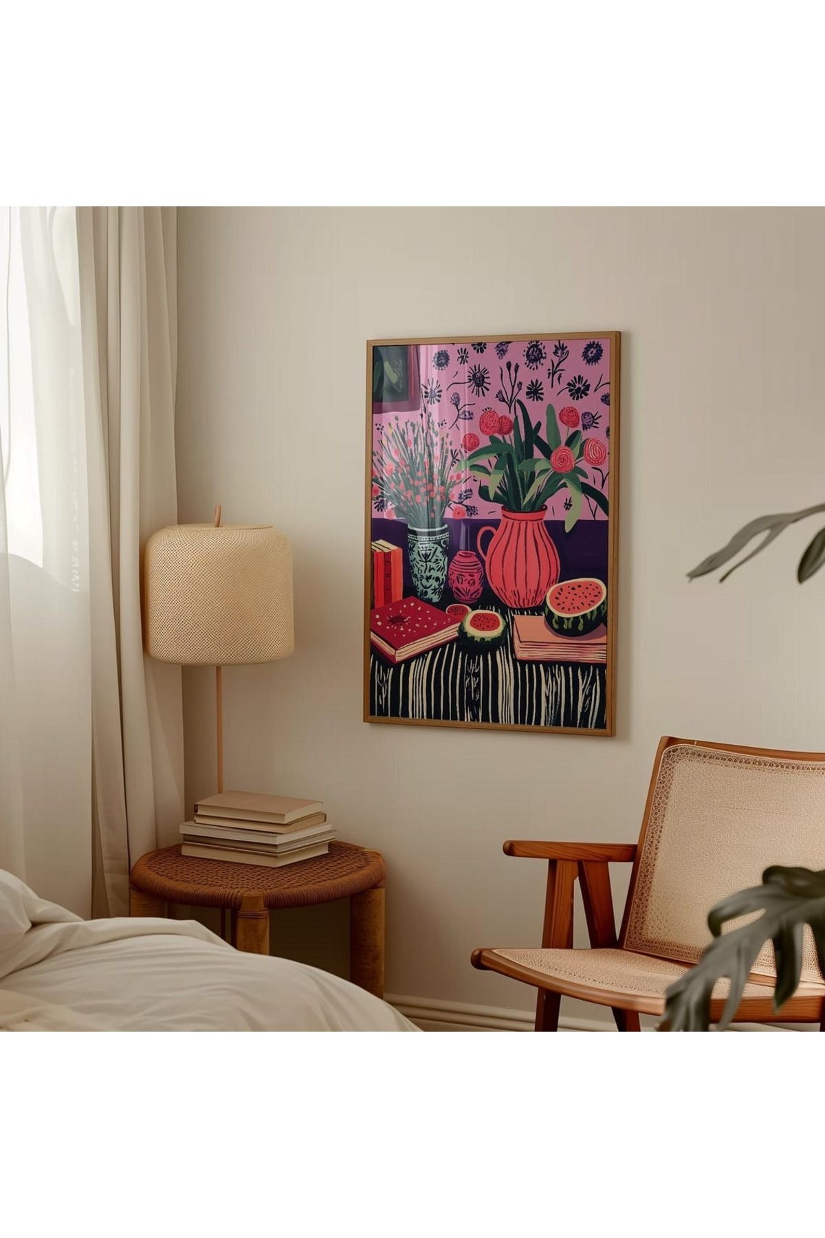 Dekorsiahome Tek Parça Ahşap Çerçeveli Oturma Odası Salon Mutfak Tablo TK0555
