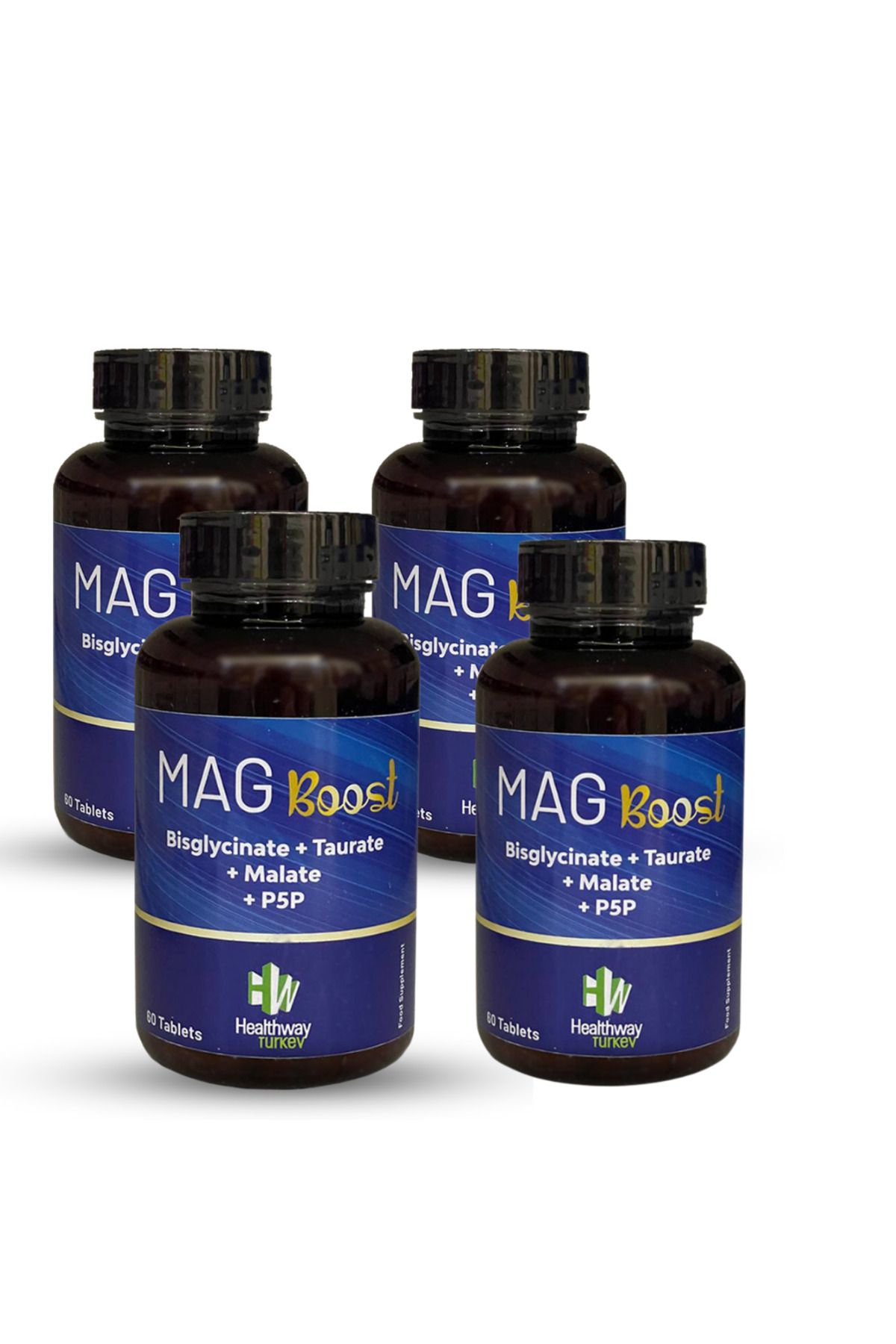 HW Healthway Turkey Magboost Magnezyum Bisglisinat Taurat Malat 4'lü fırsat paketi