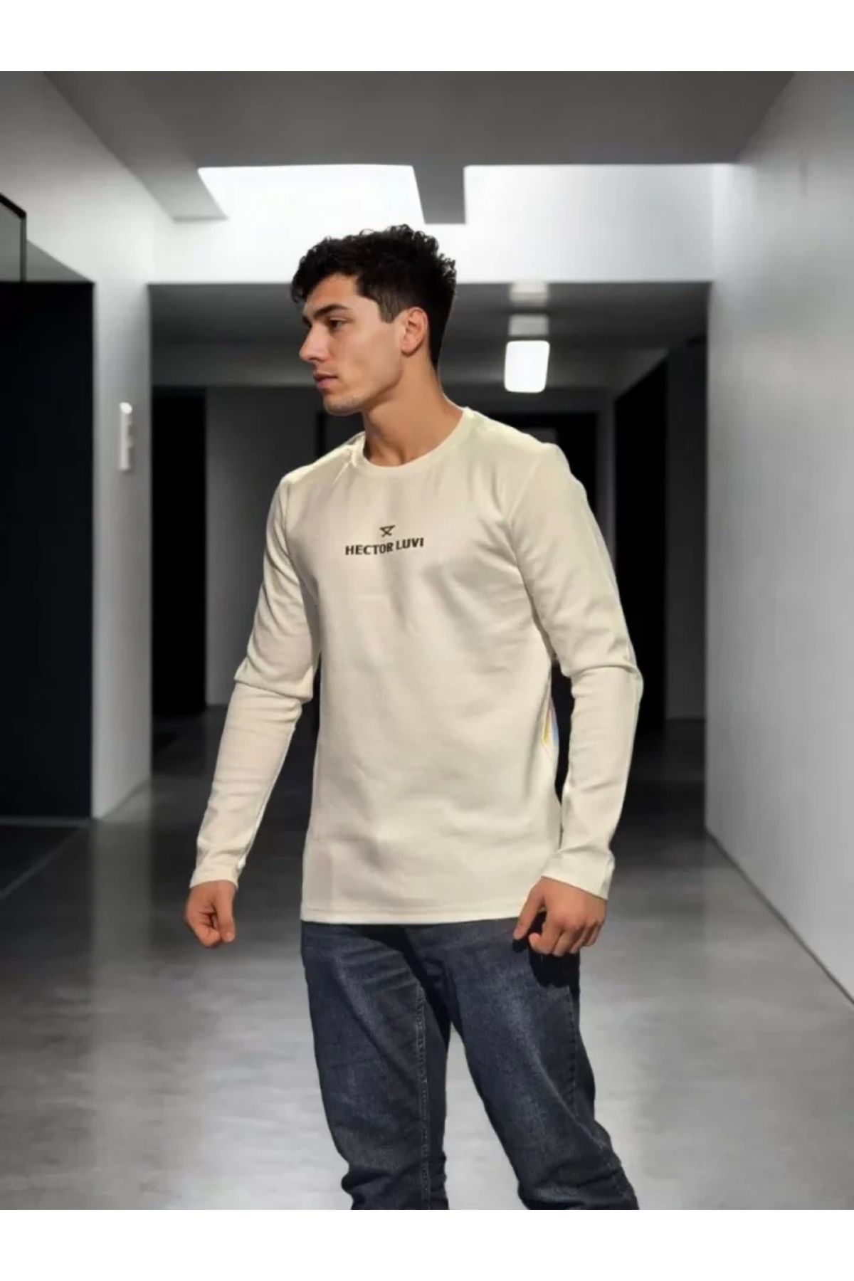 Silerra Unisex Bisiklet Yaka Uzun Kollu T-Shirt - Beyaz