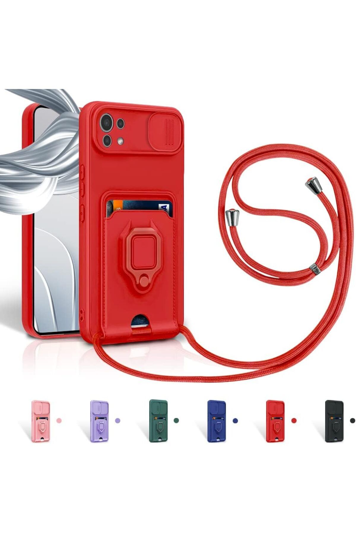 Rivor Xiaomi Mi 11 Lite Uyumlu Kılıf Kamera Koruma Ve Sürgülü Kartvizitli Kartlıklı Standlı Renkli Kapak