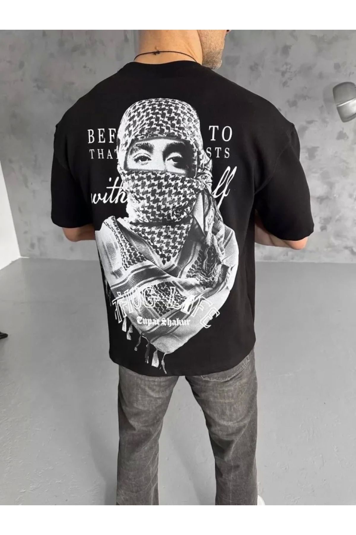 Silerra Unisex Baskılı Oversize T-Shirt - Siyah