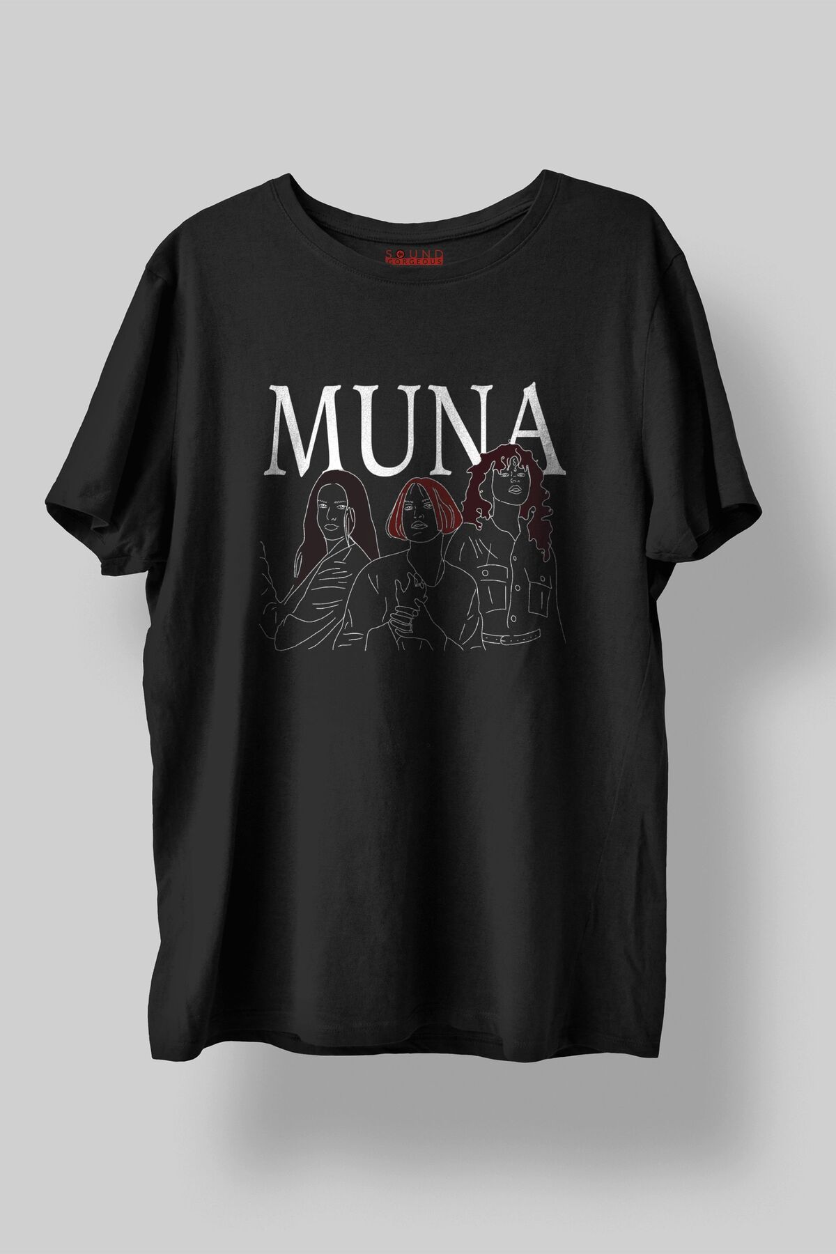 Sound Gorgeous Muna Müzik Tasarımlı Baskılı Regular Fit Unisex Siyah T-Shirt %100 Pamuk Rahat Kalıp Tişört No:0228