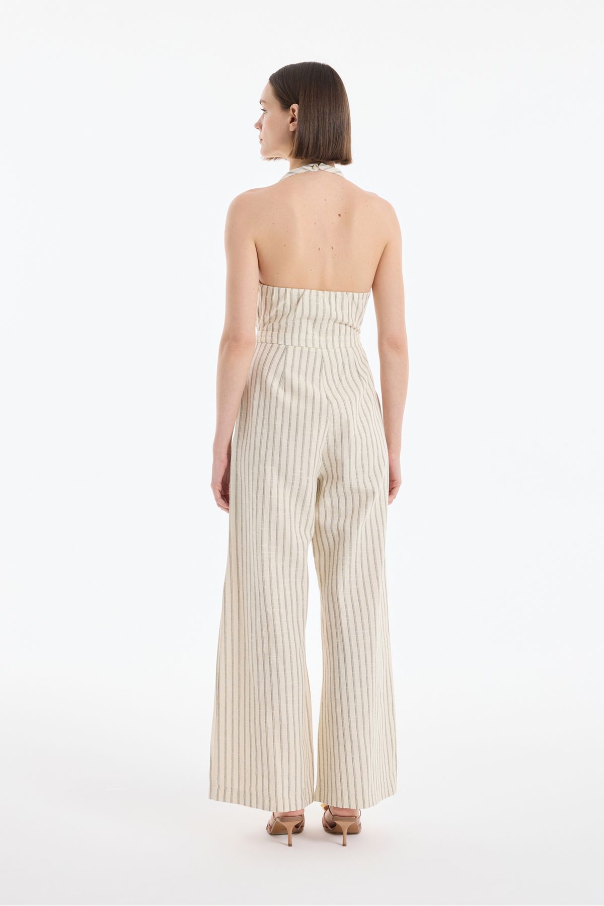 Quzu-Ριγέ μακρύ ολόσωμο με γιακά Halter Natural 5