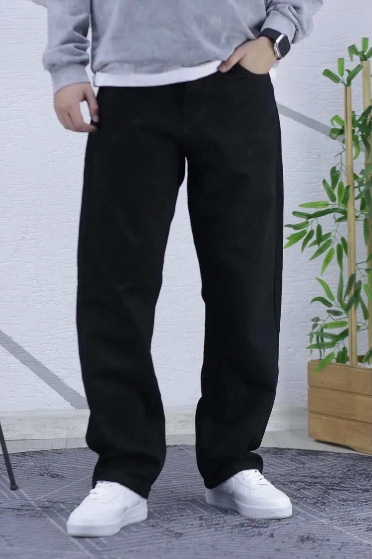 G Wear Erkek Basic Siyah Baggy Jeans