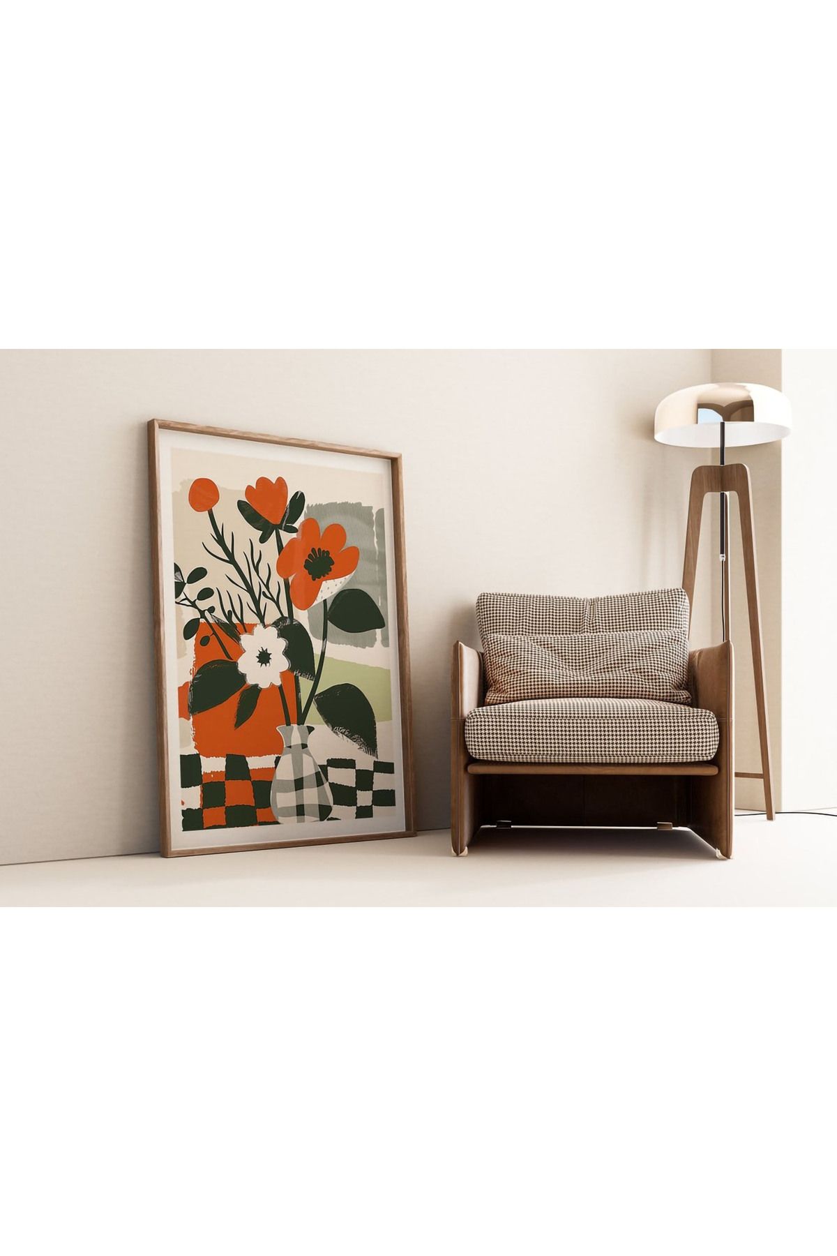 Dekorsiahome Tek Parça Ahşap Çerçeveli Oturma Odası Salon Mutfak Tablo TK0541