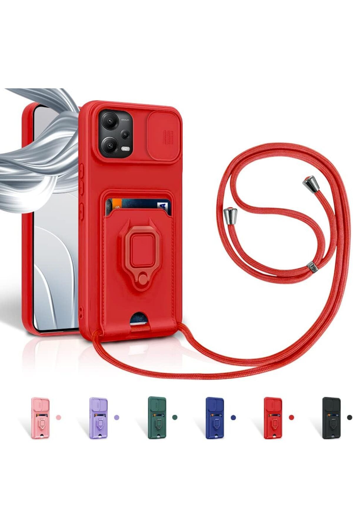 Rivor Redmi Note 12 Pro 5G & Poco Pro X5 5G Kılıf Kamera Koruma Sürgülü Kartvizit Kartlıklı Standlı Kapak