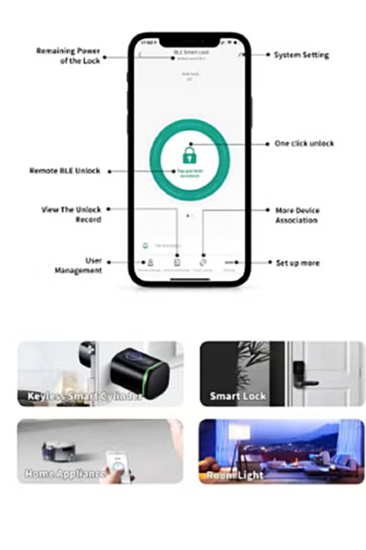 DarTech-Dartek Smart Lock with 4-Way Unlock, Fingerprint, Compatible with Any Door, Global Version, Smart Home Control System, Black 3