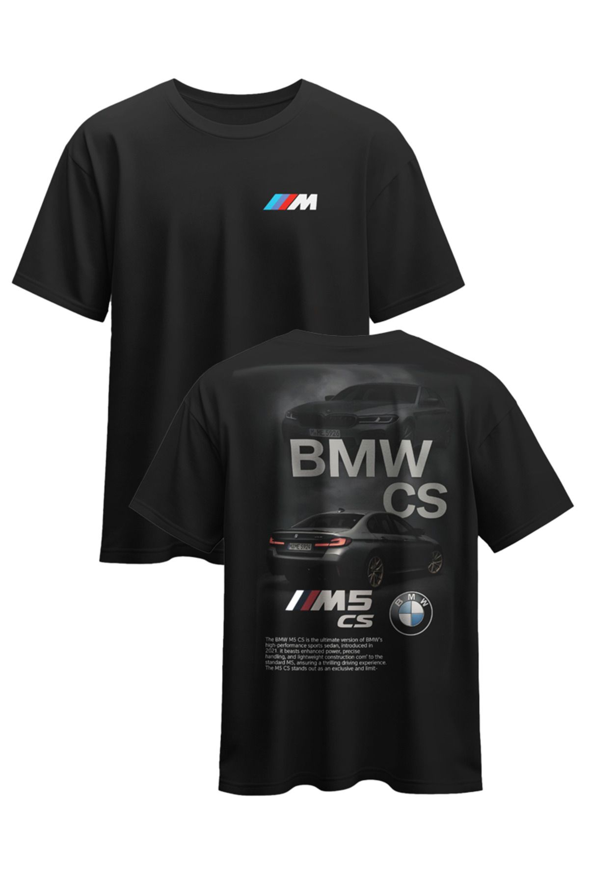 CEVİNDİ Unisex BMW M5 CS Baskılı Pamuklu Compact Penye T-shirt (oversize)