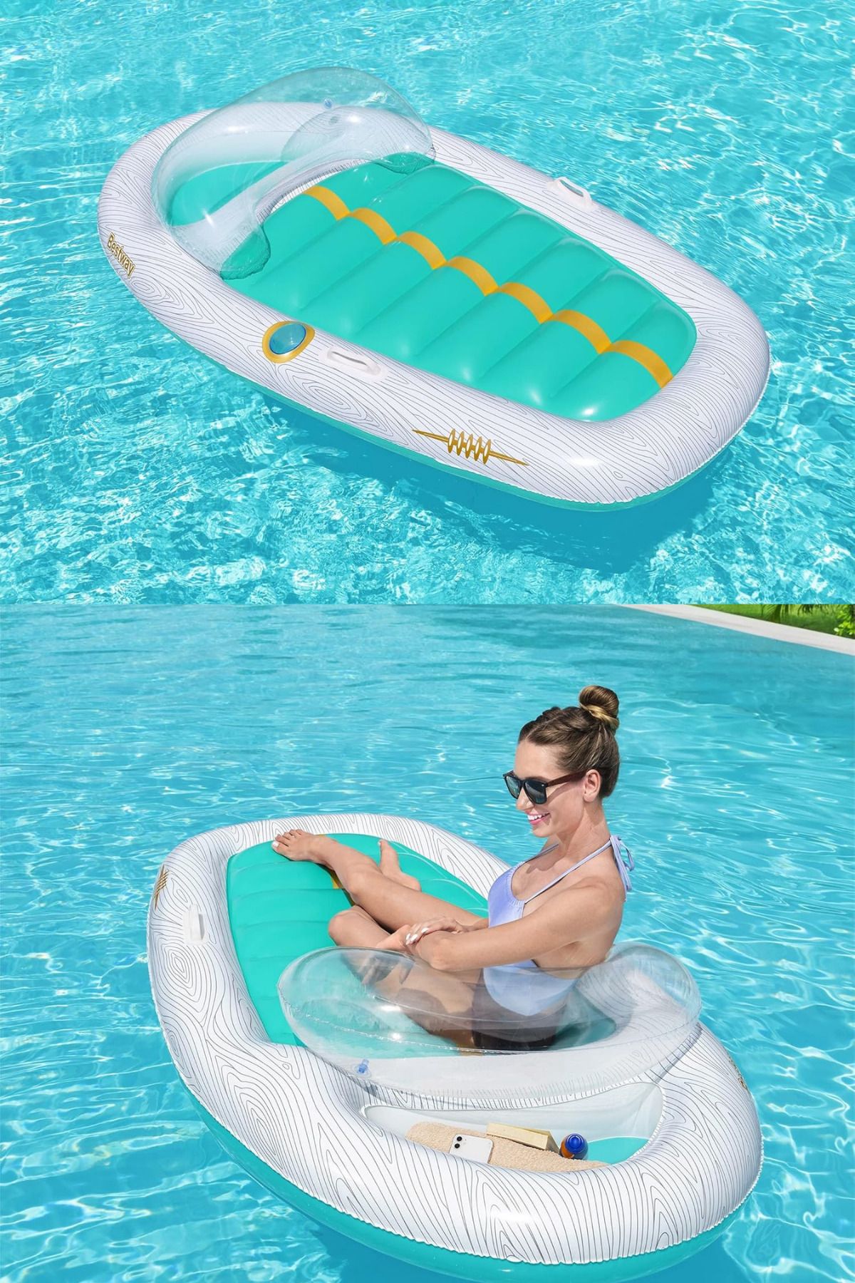 craftivio Kayak Desenli Ultra Comfort Tasarım Premium Bardaklı Deniz Havuz Yatağı 216x117 cm