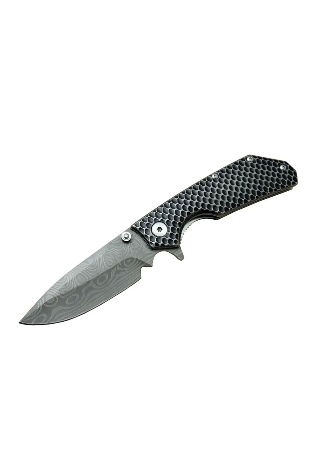 ShopNova Damascus Dms 2 16 Gri Kamp Çakı 21cm- Yarı Otomatik, Kemerlikli, Metal Sap