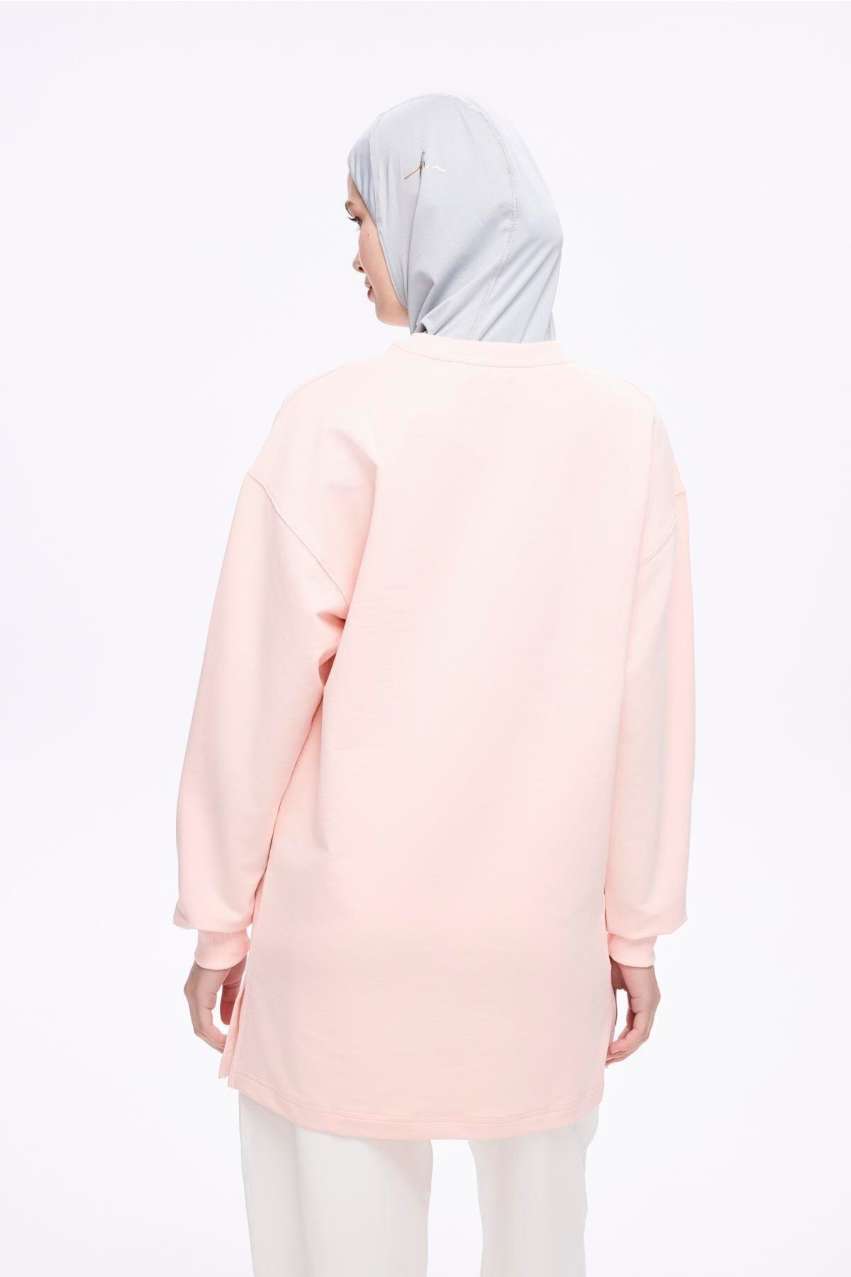 Haşema-Soft Textured Oversize Powder Basic Daily Sweatshirt Act-22 4