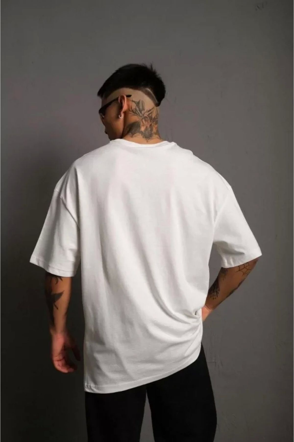 Silerra Erkek 24/1 Düz A Kalite Oversize T-shirt - Beyaz