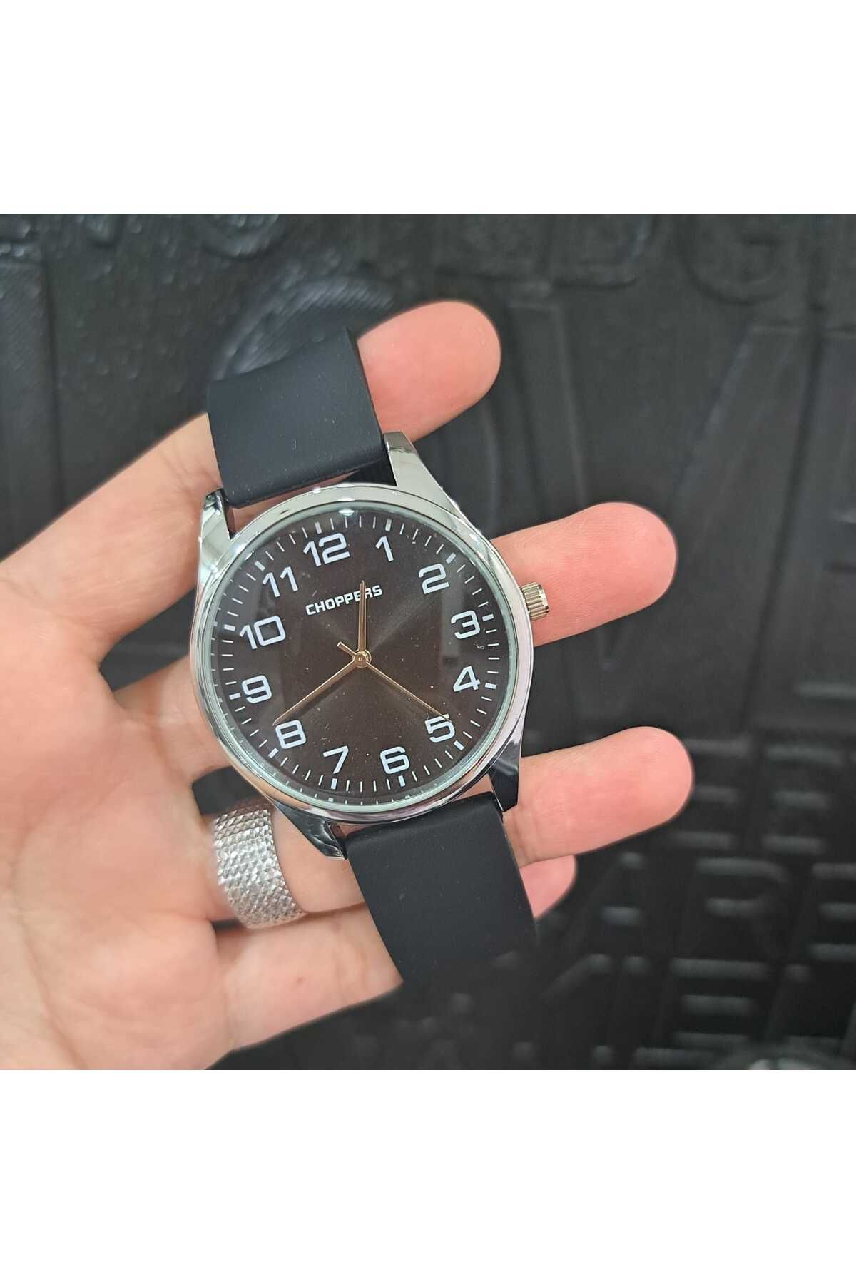 Choppers PARLA SİYAH SLİKON KORDON SİYAH KADRAN ŞIK ERKEK KOL SAATİ