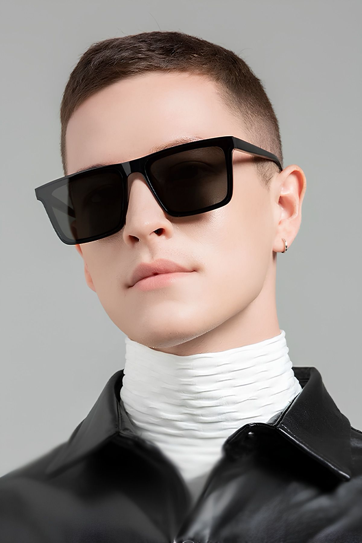 Chunky Frame Lüx Unisex Siyah Güneş Gözlüğü 2043