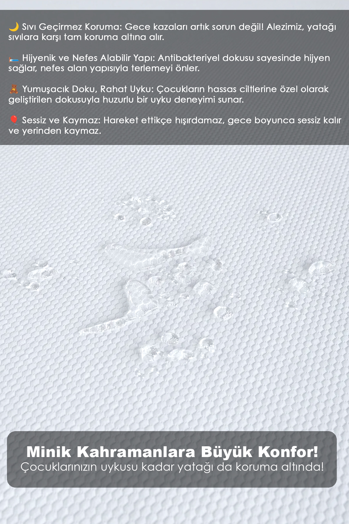 Meleni Baby Çift Kişilik Köşe Lastikli Alez - Sıvı Geçirmez Yatak Alezi Bebek Çocuk Yatak Koruyucu 160x200cm fotoğrafı 2 (önizleme)