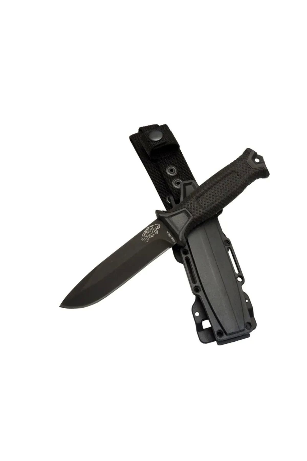 ShopNova Tiger Tactical Htm 1041 A Siyah Outdoor / Survival Bıçak 27cm - Kauçuk Sap, Kılıflı, Kutulu