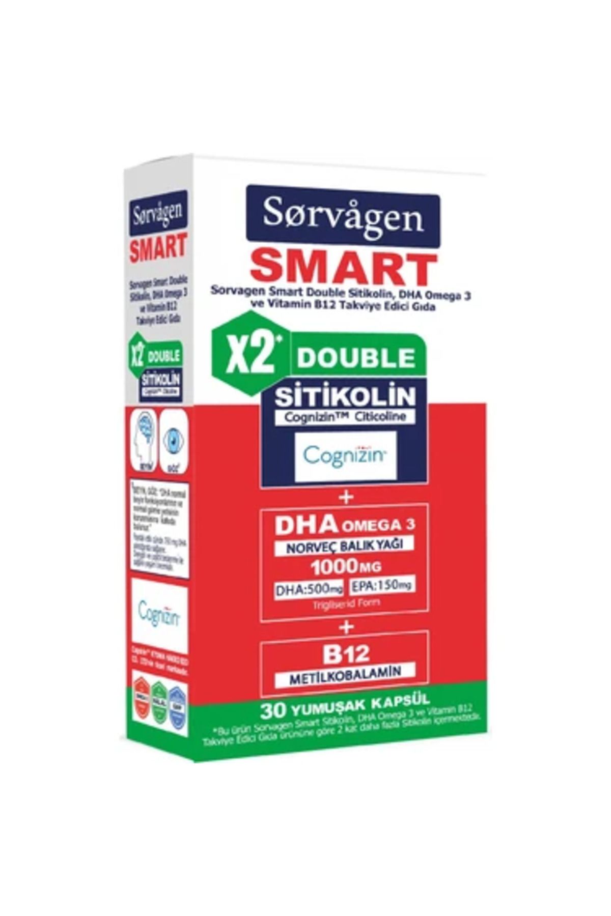 Exxe Sorvagen Smart Double Sitikolin Dha Omega 3 ve B12 30 Kapsül