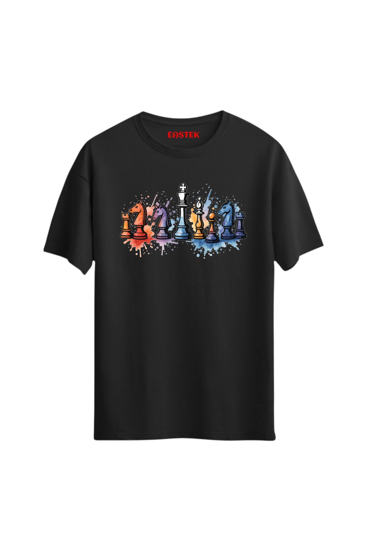 Eastek Chess Colorful Unisex Baskılı Tasarım Tshirt