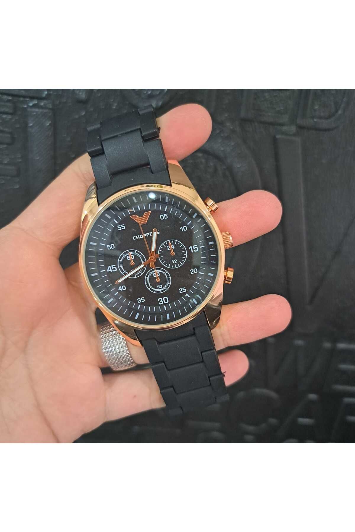 Choppers PARLA SİYAH SLİKON KORDON ŞIK ERKEK KOL SAATİ