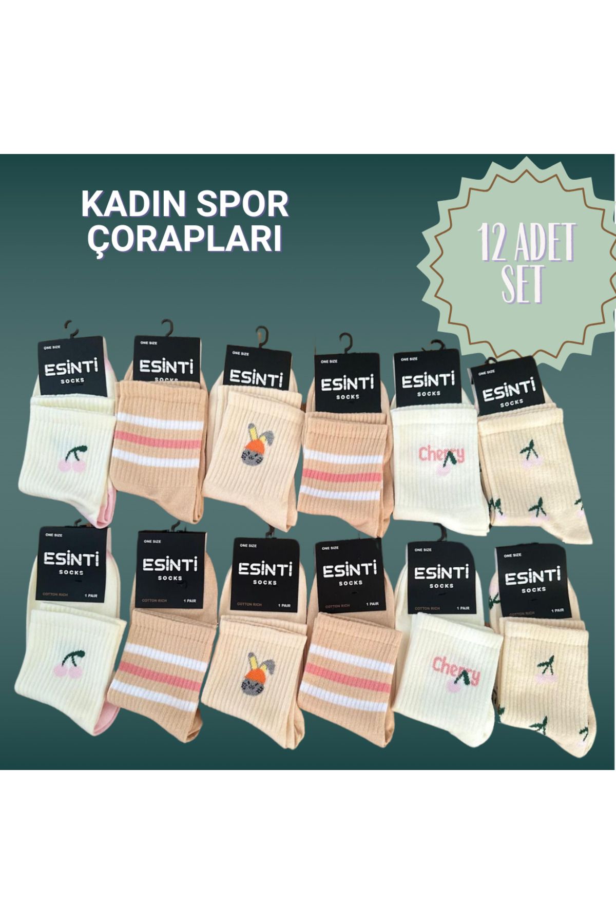 Prime DESENLİ SPOR CORABI KADIN