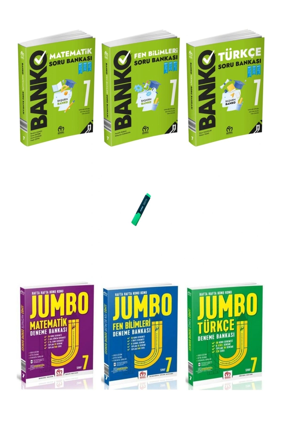 Model Eğitim Yayınları 7. Sınıf Matematik Türkçe Fen Banko Soru Bankaları ve Jumbo Denemeleri