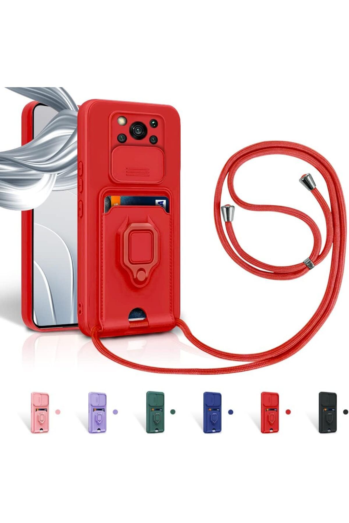 Rivor Xiaomi Poco X3 & Poco X3 Pro Kılıf Kamera Koruma Ve Sürgülü Kartvizitli Kartlıklı Standlı Kapak
